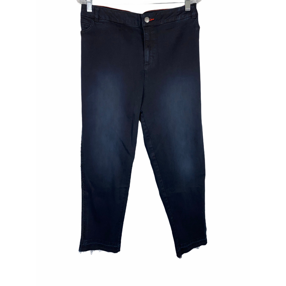 Peace Love World Women's Reverse Tuxedo Stripe Jeans Vintage Black 20W Plus Size